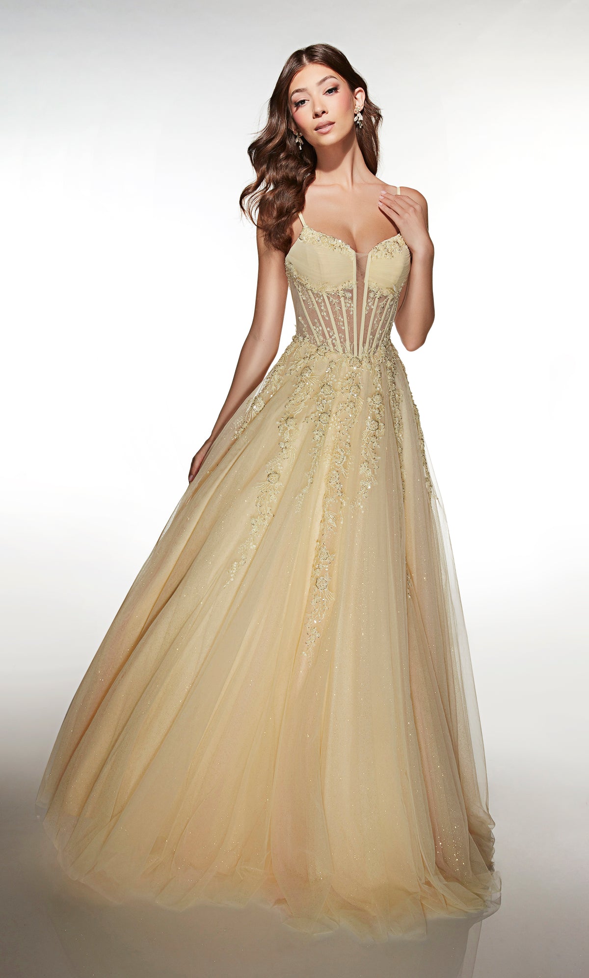 ALYCE Paris 62061 Alyce Long Plunging Neckline Embellished Ballgown Dress