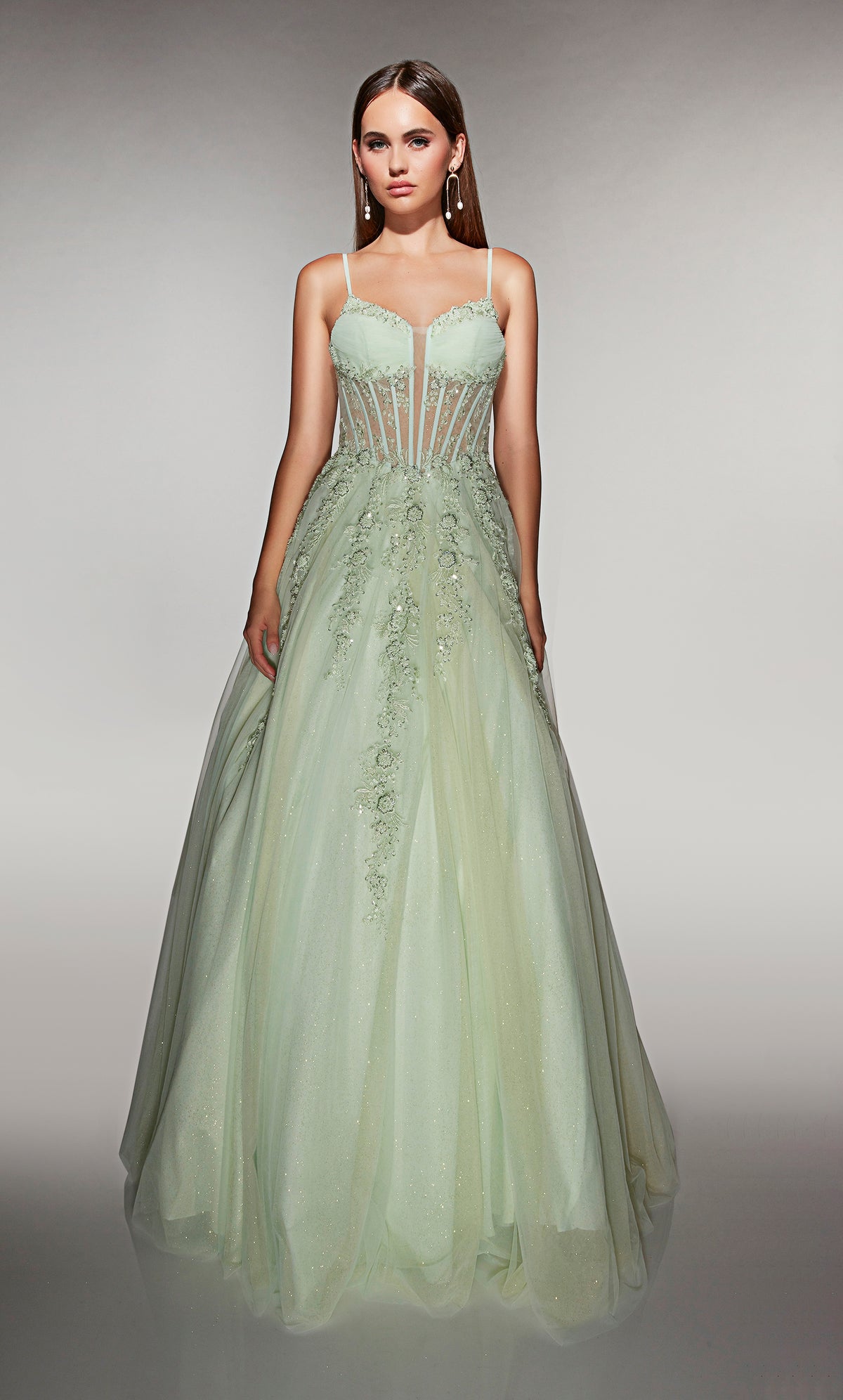ALYCE Paris 62061 Alyce Long Plunging Neckline Embellished Ballgown Dress
