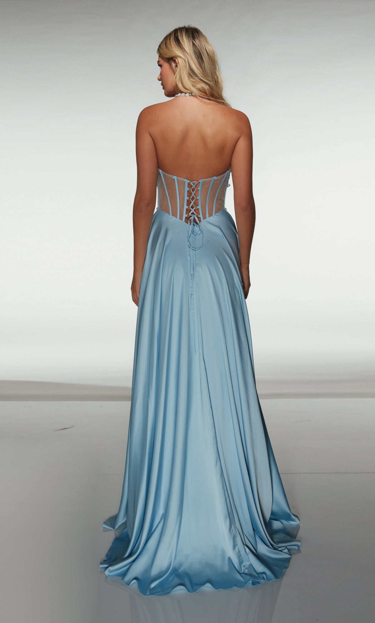 ALYCE Paris 62064 Alyce Long Halter Neckline Illusion A Line Dress