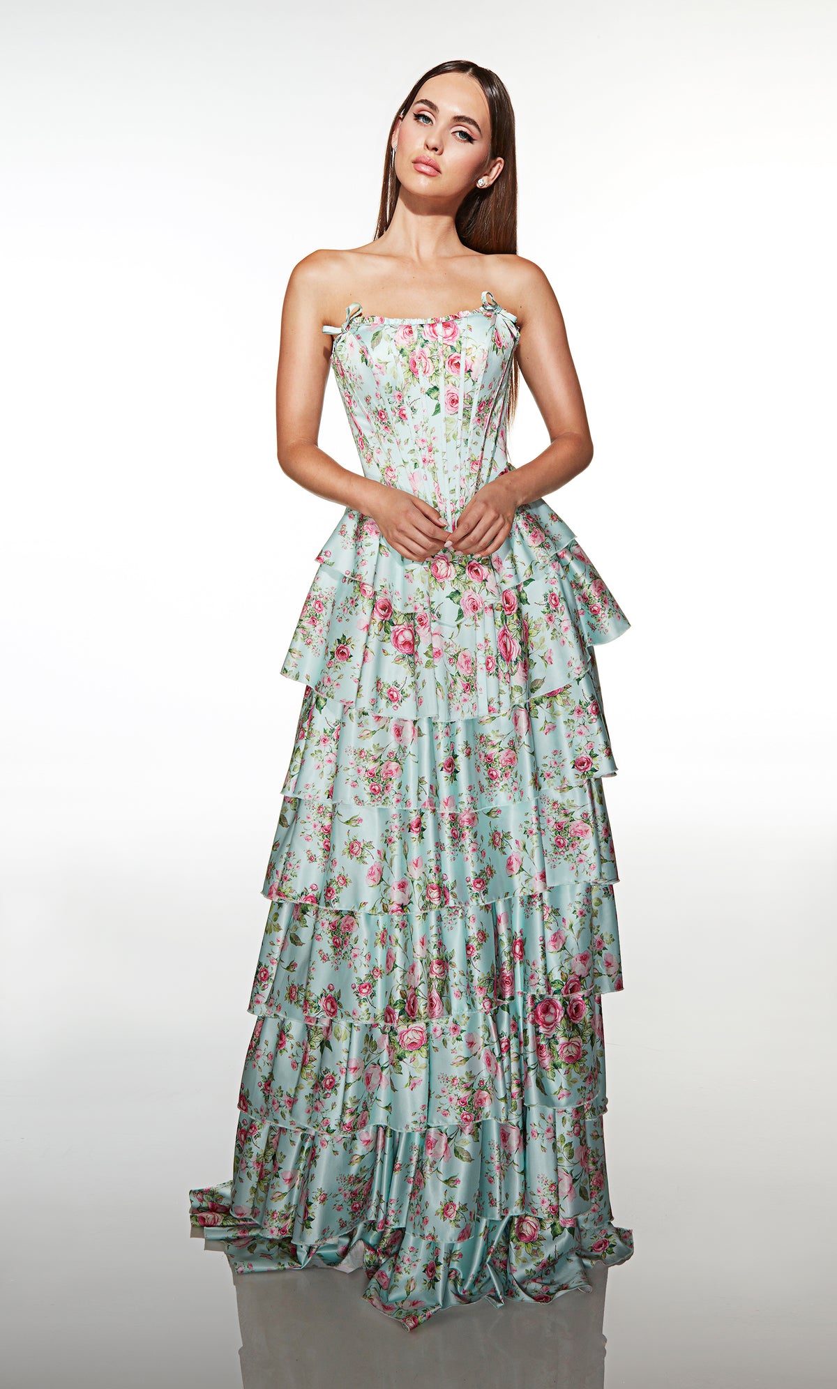 ALYCE Paris 62066 Alyce Long Scoop Neckline Ruffles A Line Dress