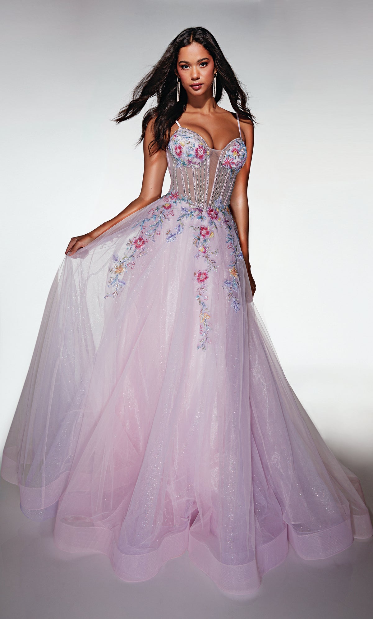ALYCE Paris 62068 Alyce Long Plunging Neckline 80s Inspired Ballgown Dress
