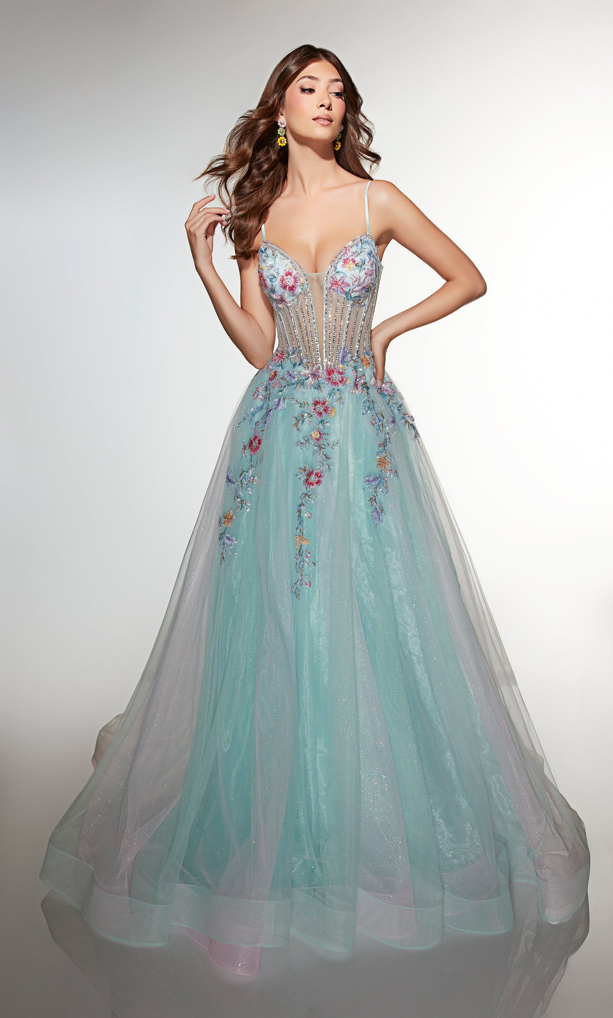 ALYCE Paris 62068 Alyce Long Plunging Neckline 80s Inspired Ballgown Dress