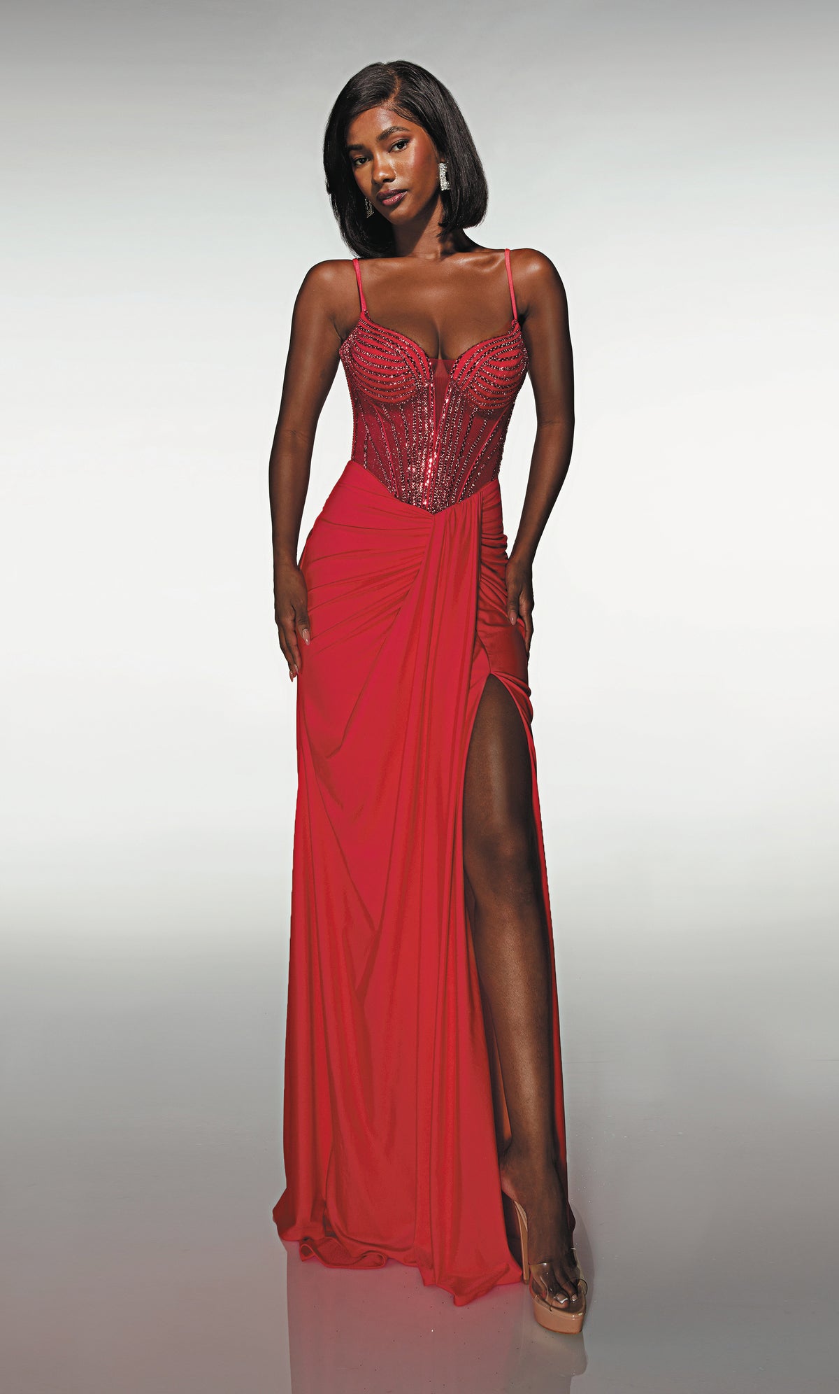 ALYCE Paris 62088 Alyce Long Cat-eye Neckline Elegant Straight Dress
