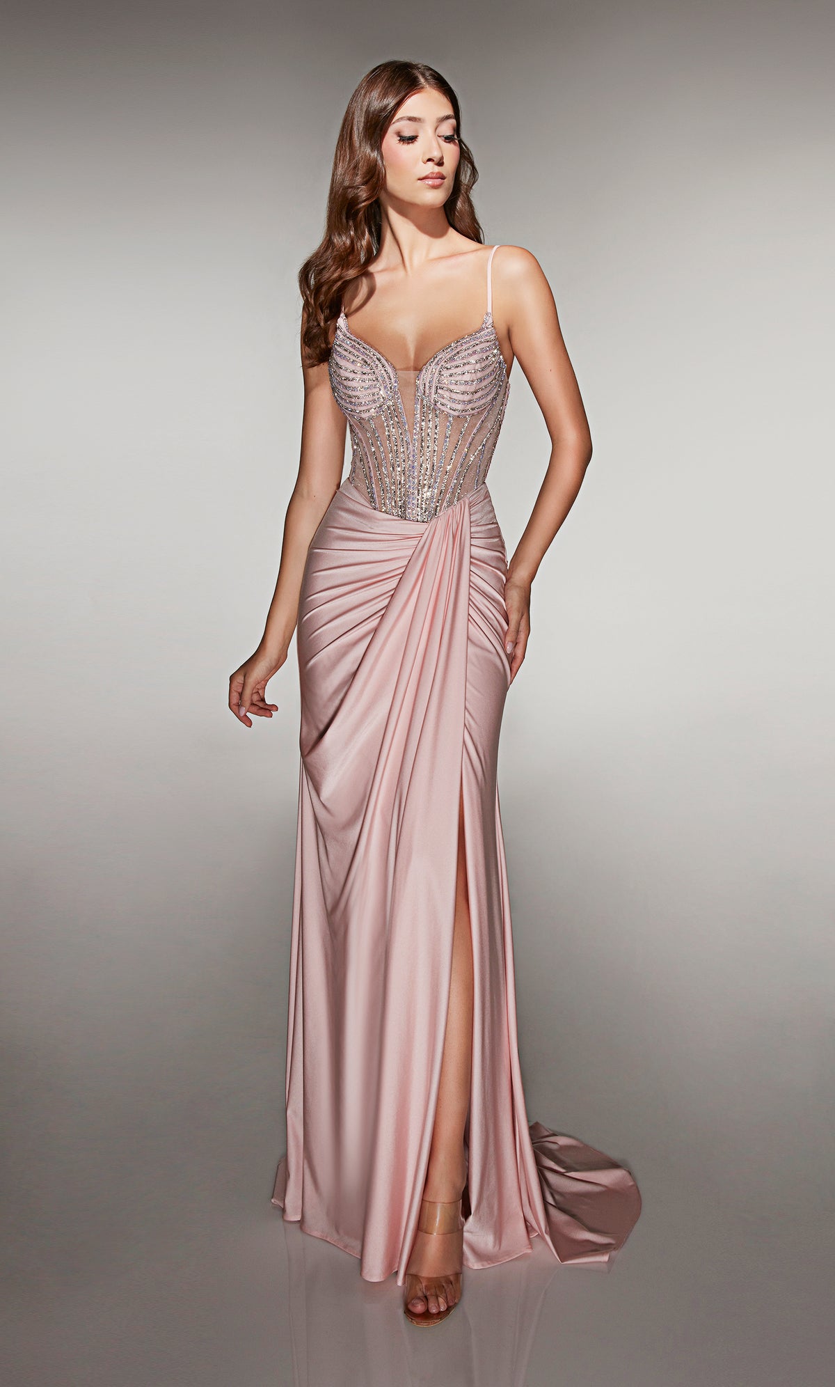 ALYCE Paris 62088 Alyce Long Cat-eye Neckline Elegant Straight Dress