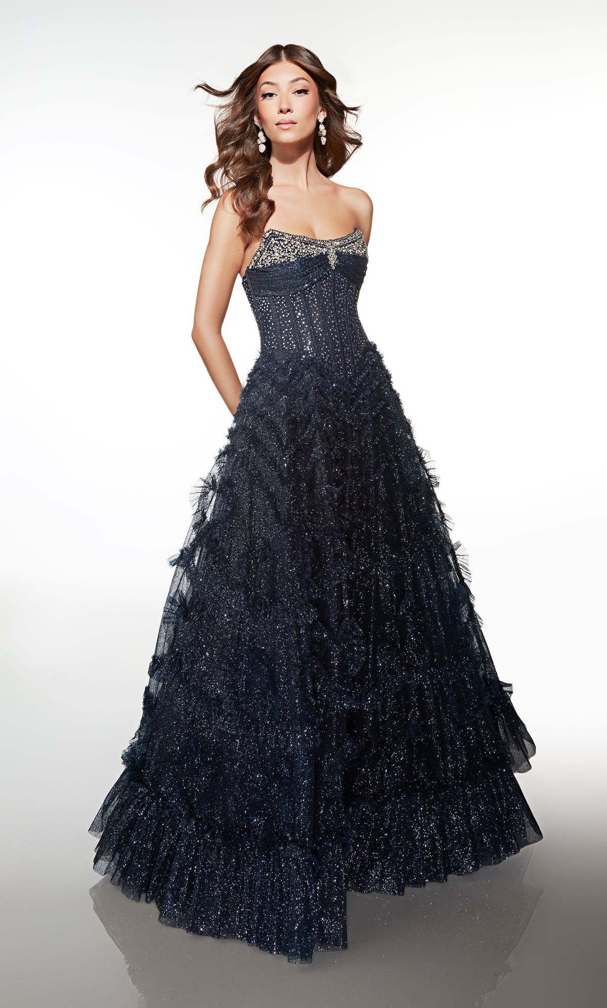 ALYCE Paris 62096 Alyce Long Scoop Neckline Corset A Line Dress