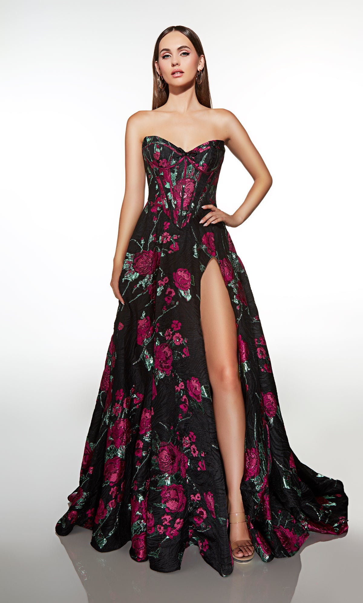 ALYCE Paris 62109 Alyce Long Sweetheart Neckline Slit A Line Dress
