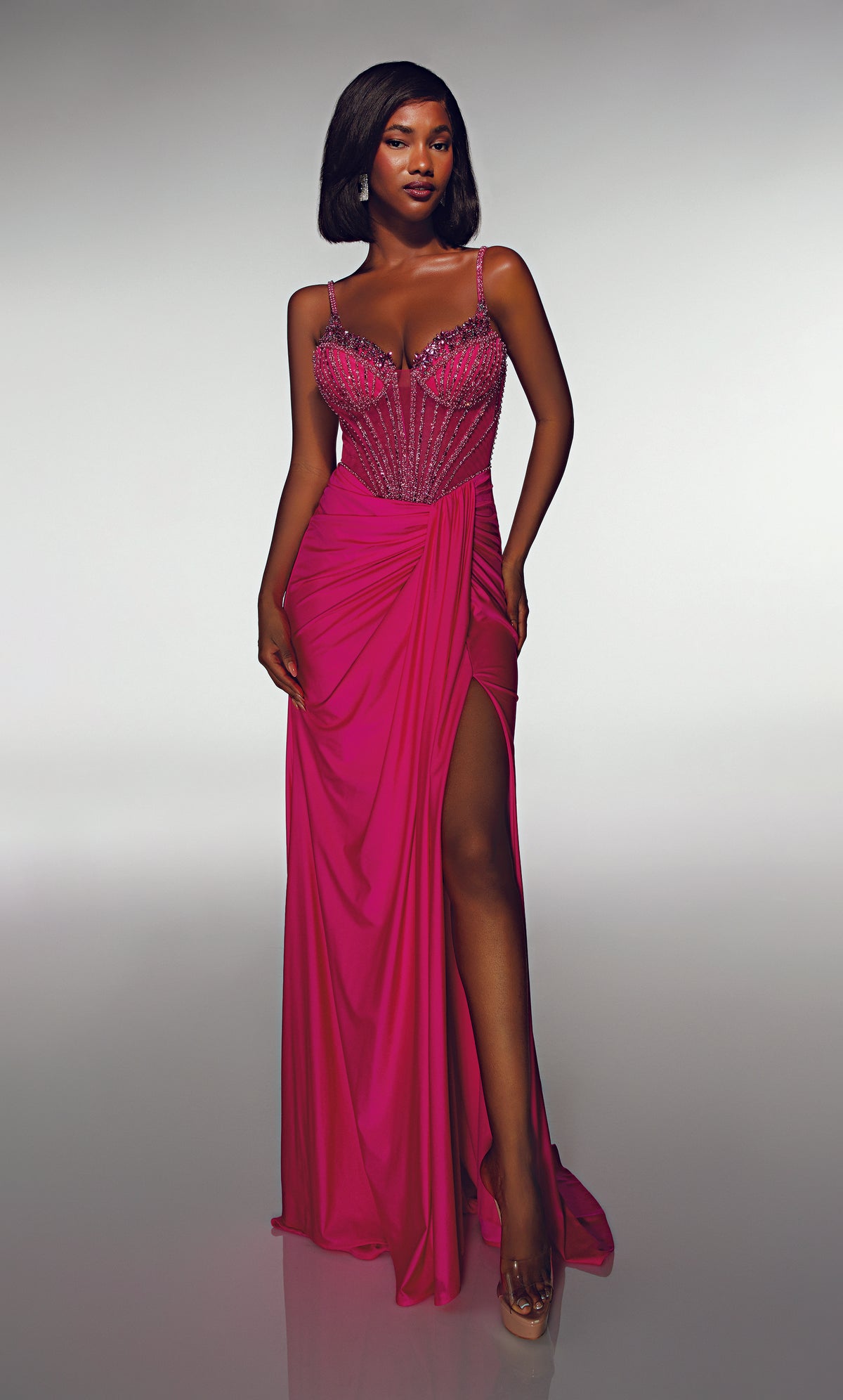 ALYCE Paris 62113 Alyce Long Plunging Neckline Pockets Straight Dress