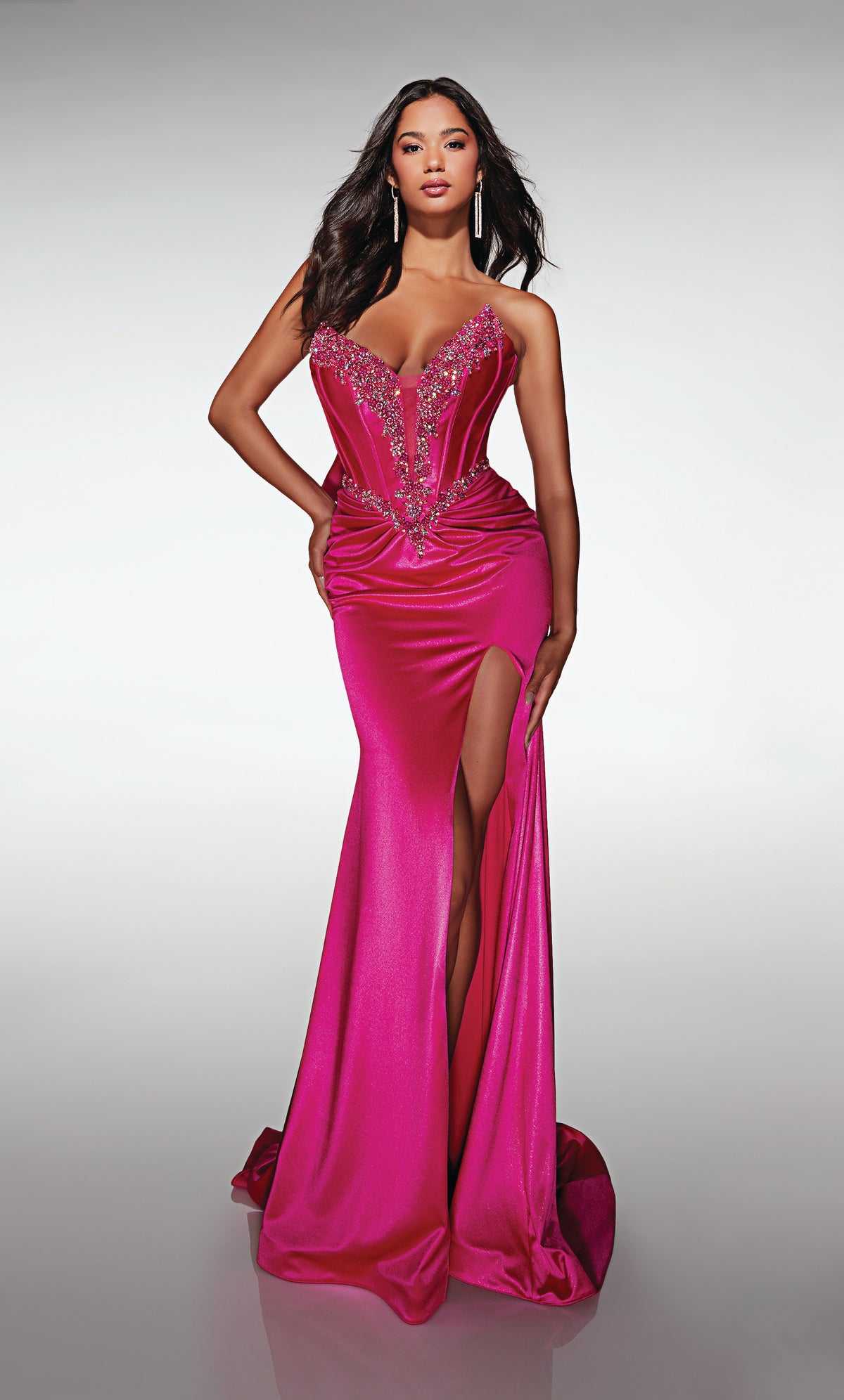 ALYCE Paris 62121 Alyce Long Cat-eye Neckline Embellished Mermaid Dress