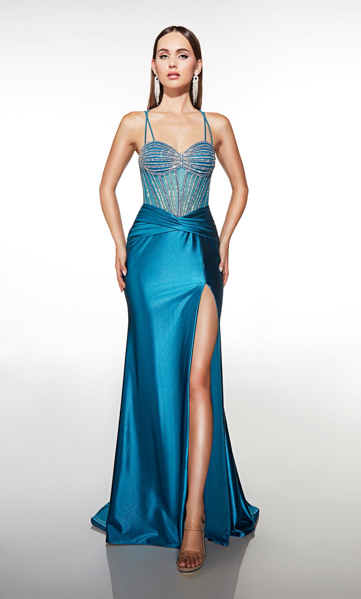 ALYCE Paris 62129 Alyce Long Sweetheart Neckline Shimmery/sparkly Straight Dress