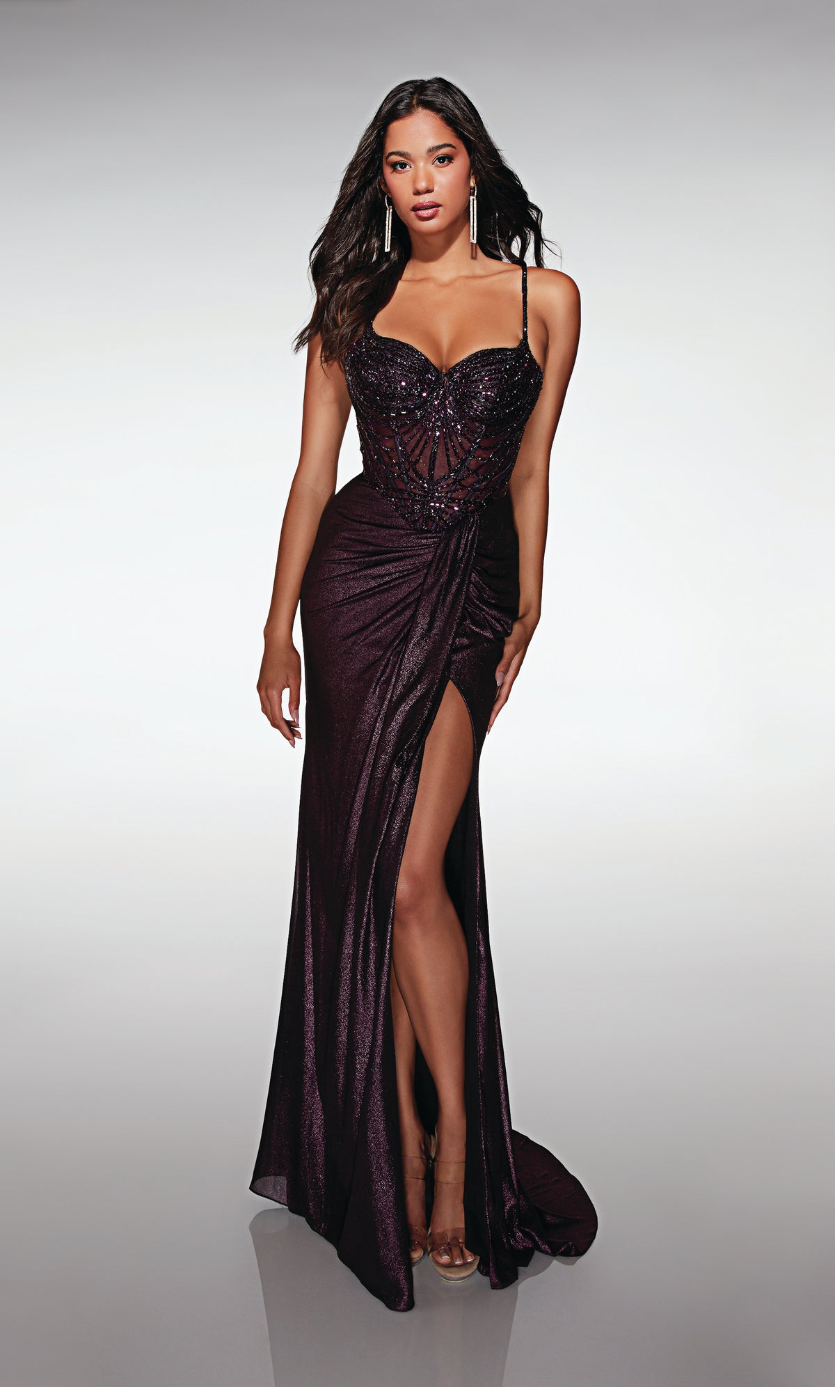 ALYCE Paris 62143 Alyce Long Cat-eye Neckline Sexy Straight Dress