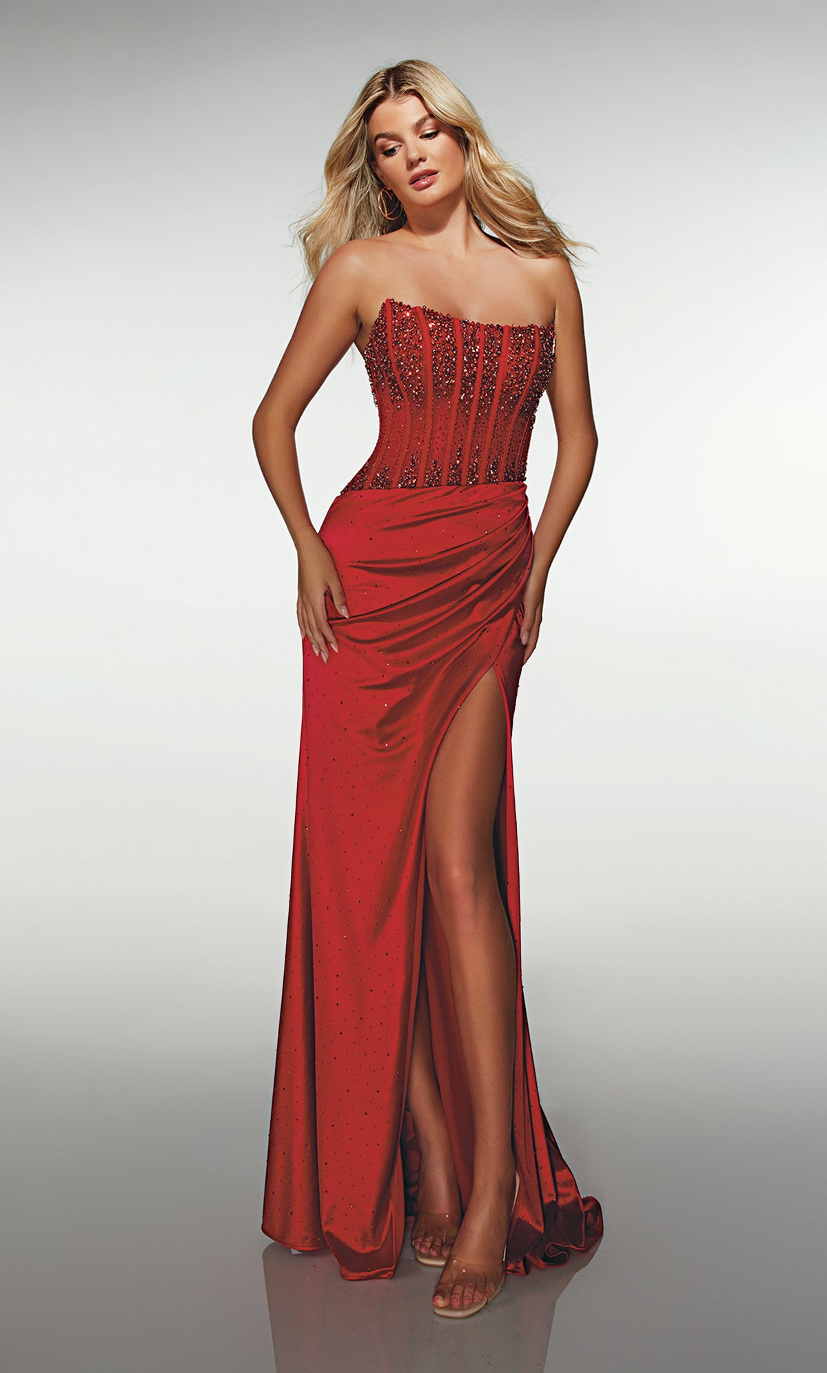 ALYCE Paris 62147 Alyce Long Scoop Neckline Embellished Straight Dress