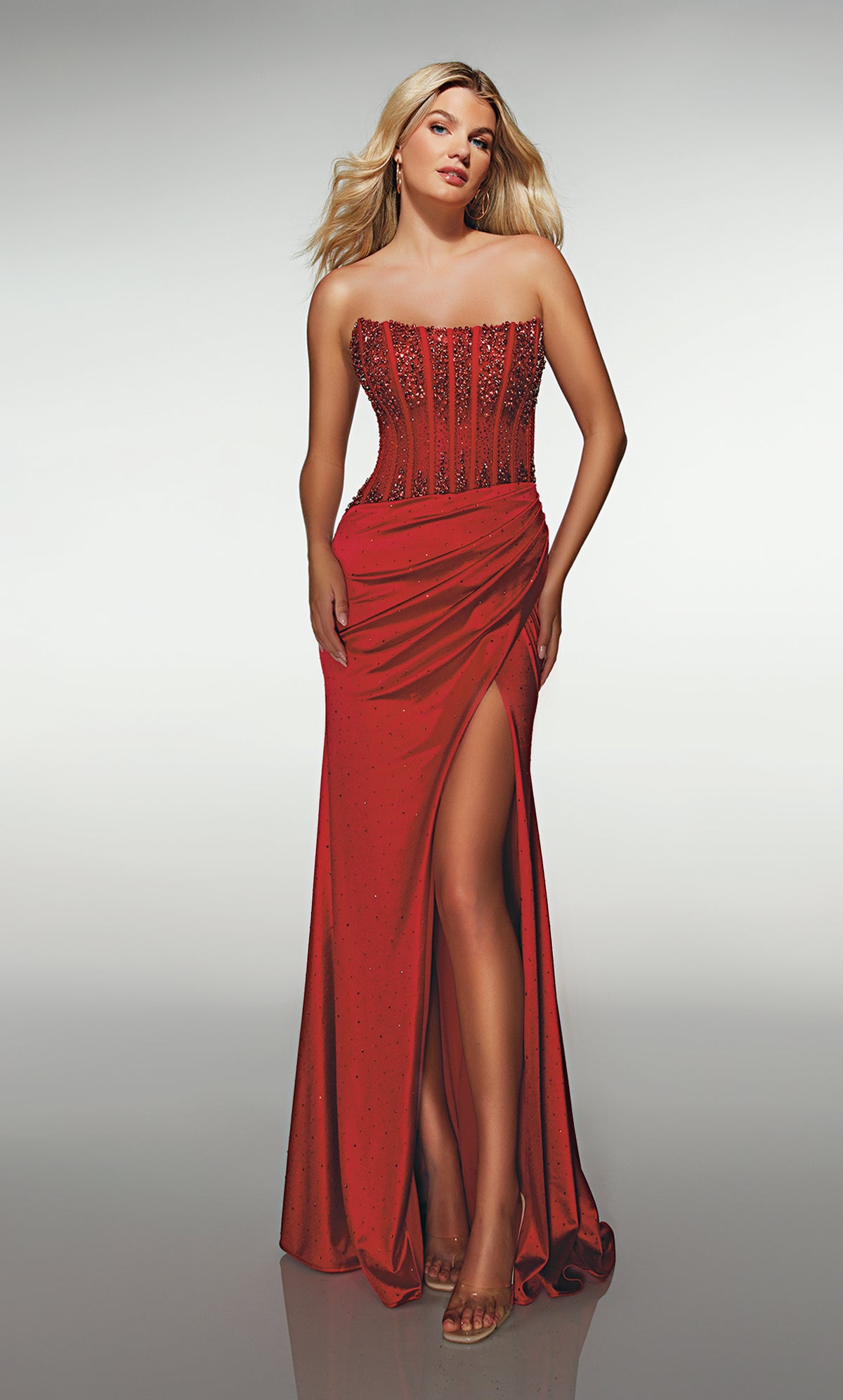 ALYCE Paris 62147 Alyce Long Scoop Neckline Embellished Straight Dress