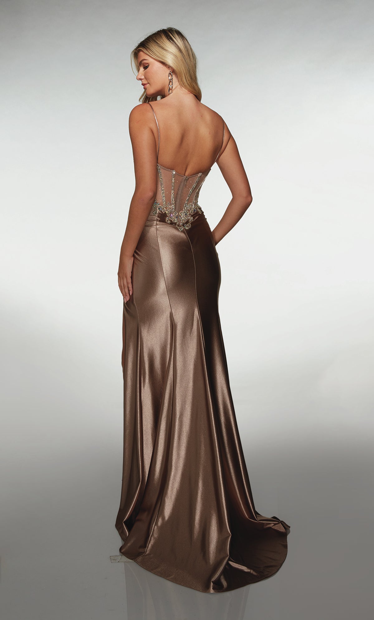 ALYCE Paris 62154 Alyce Long Cat-eye Neckline Illusion A Line Dress