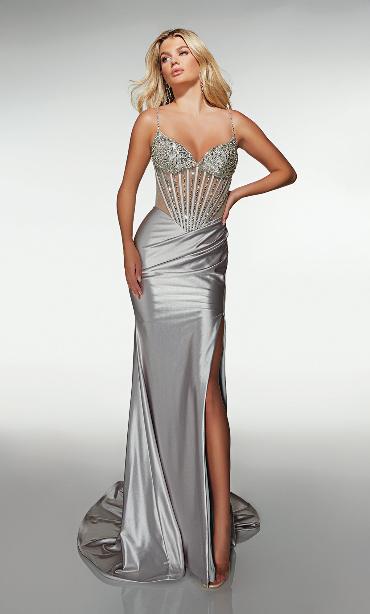 ALYCE Paris 62166 Alyce Long V-neckline Slit Mermaid Dress