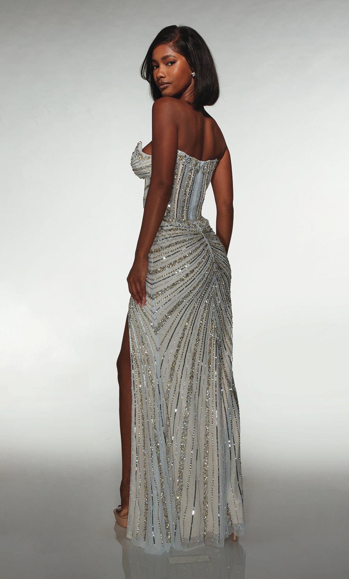 ALYCE Paris 62167 Alyce Long Plunging Neckline Corset Straight Dress