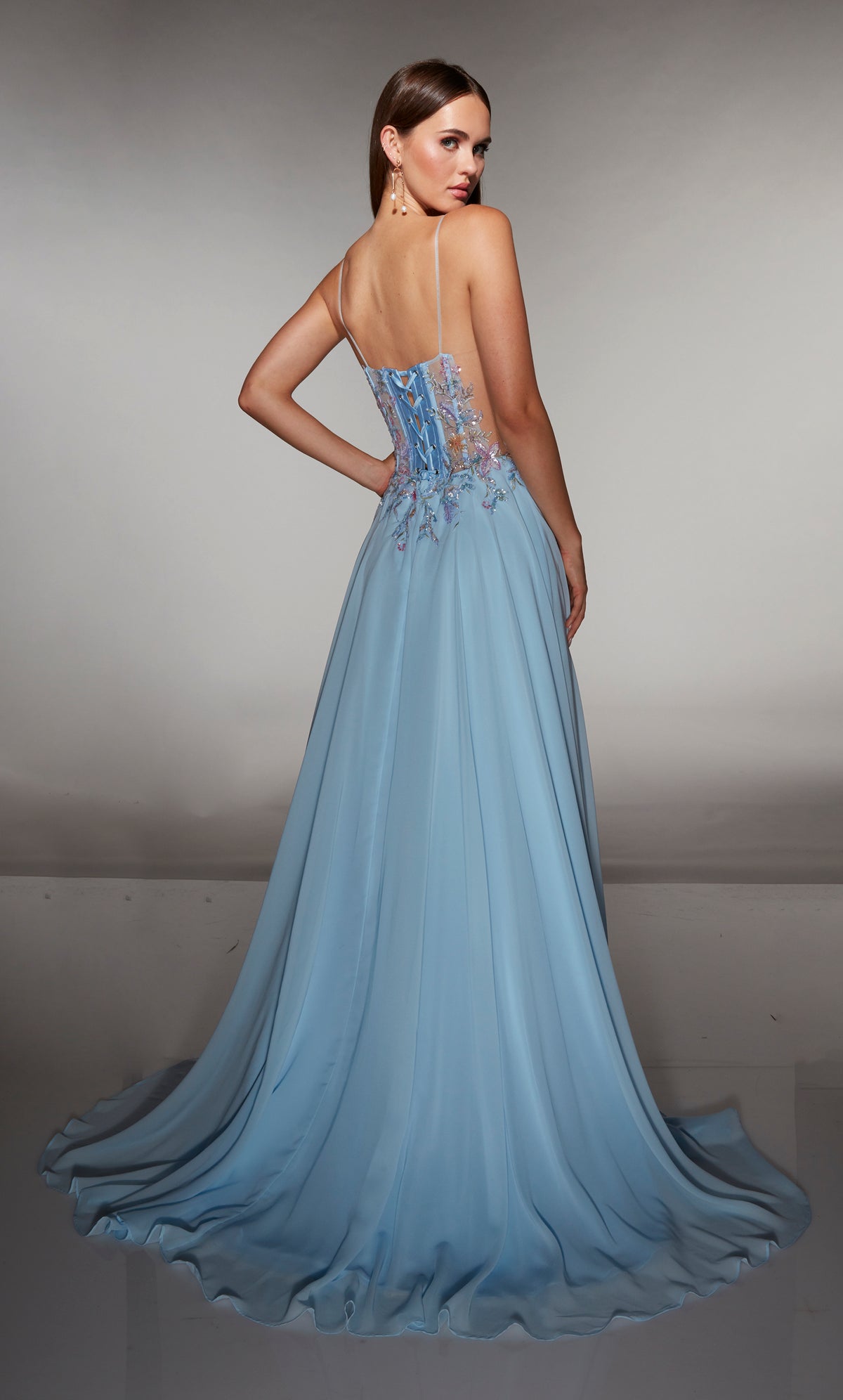 ALYCE Paris 62179 Alyce Long Plunging Neckline Slit A Line Dress
