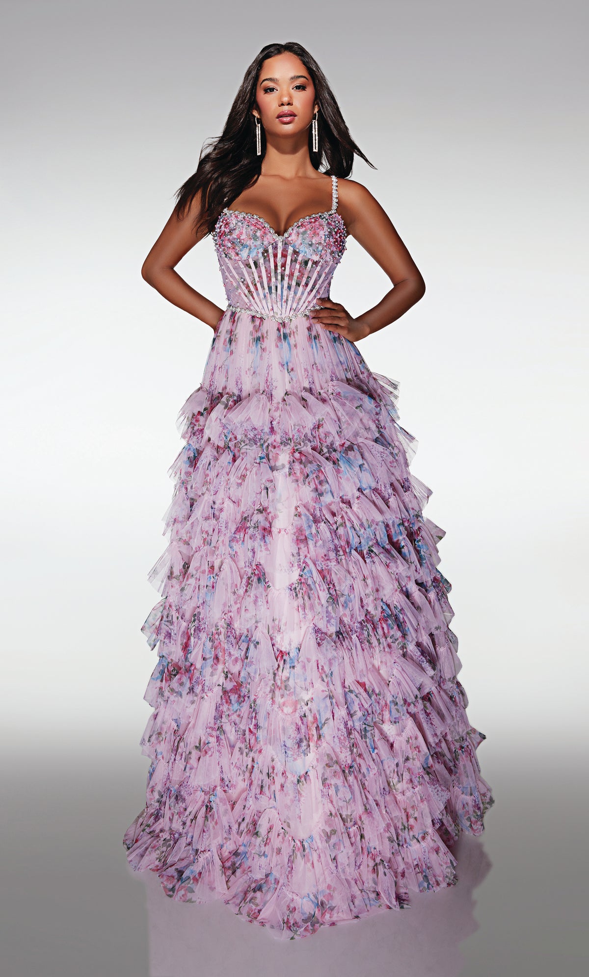 ALYCE Paris 62182 Alyce Long Sweetheart Neckline Ruffles A Line Dress