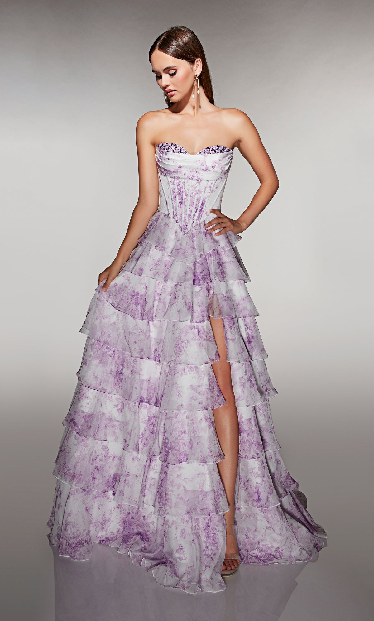 ALYCE Paris 62192 Alyce Long Sweetheart Neckline Ruffles A Line Dress