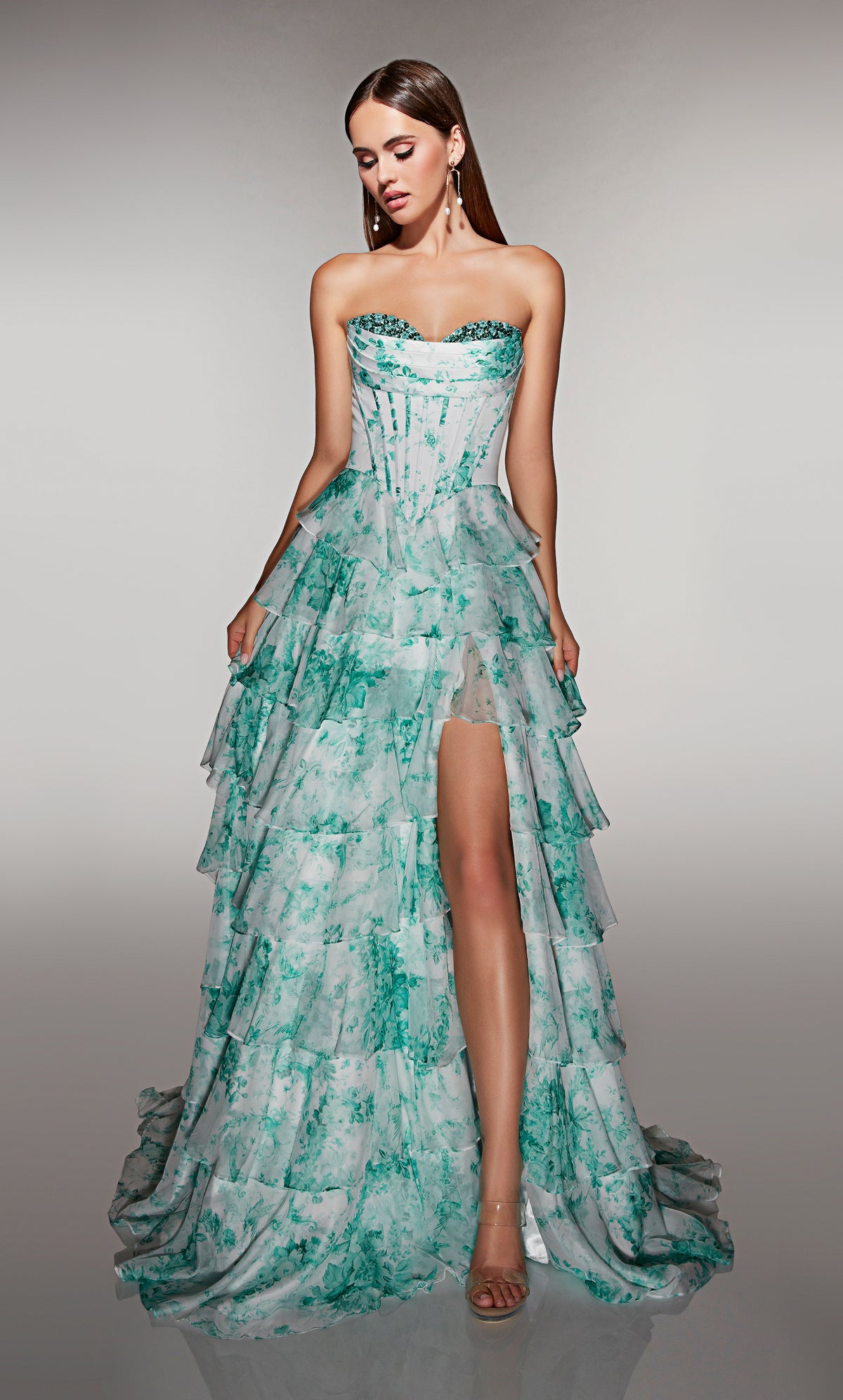 ALYCE Paris 62192 Alyce Long Sweetheart Neckline Ruffles A Line Dress