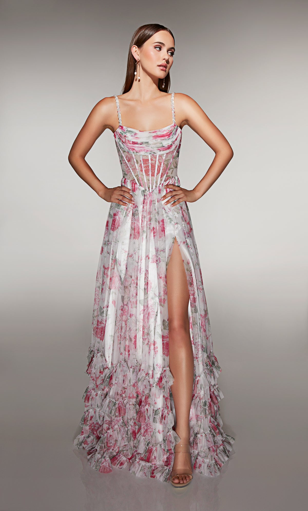 ALYCE Paris 62202 Alyce Long Scoop Neckline Ruched/draped A Line Dress