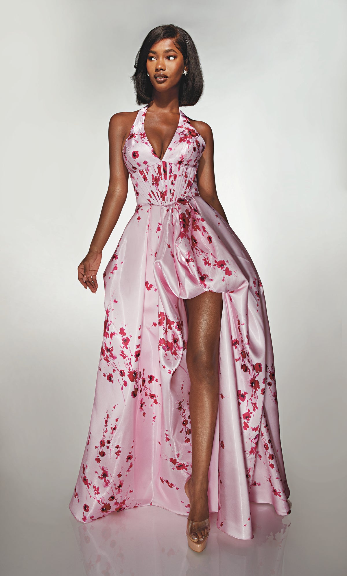 ALYCE Paris 62214 Alyce Long Halter Neckline Corset High-low Dress