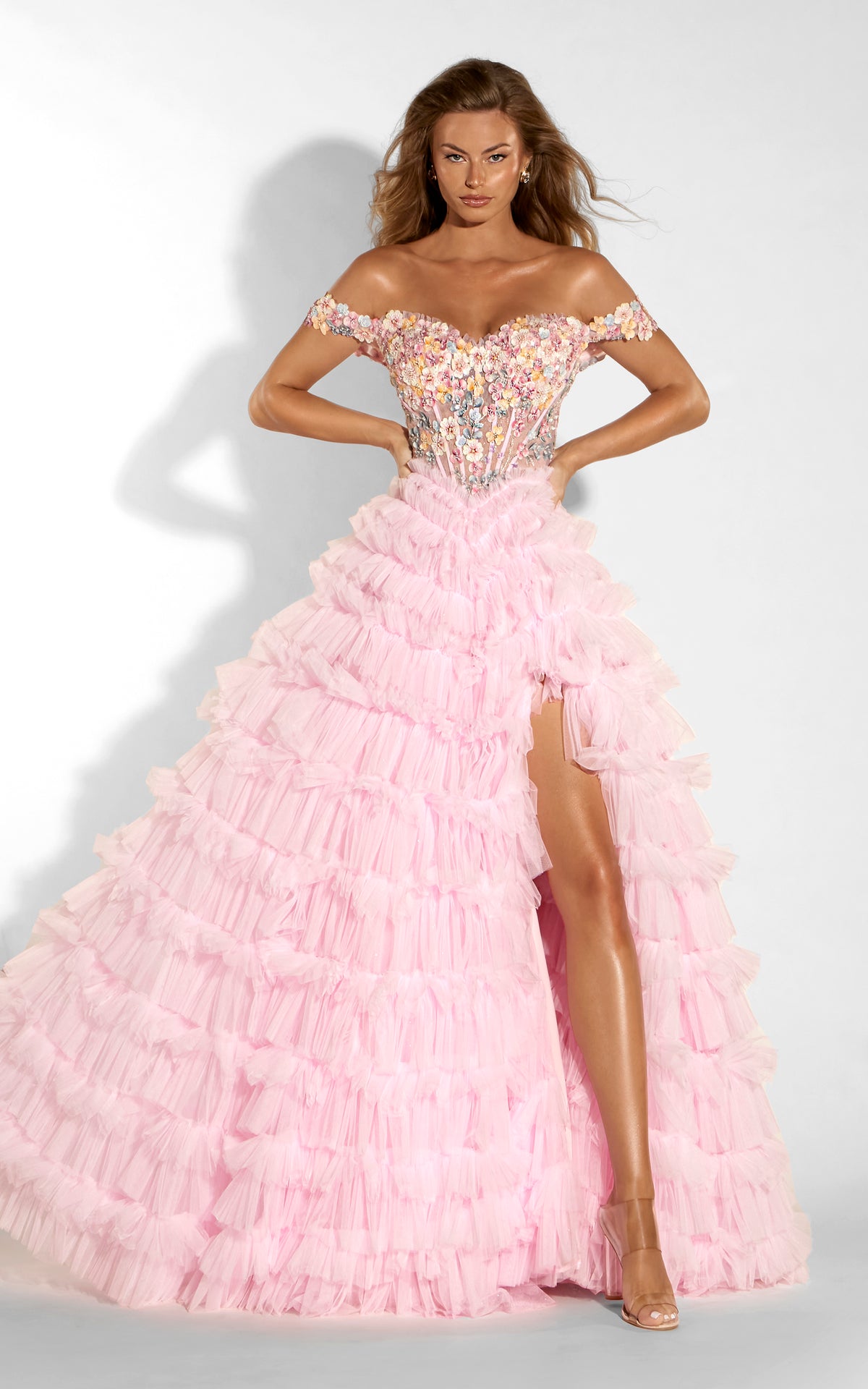 ALYCE Paris 62241 Alyce Long Off The Shoulder Neckline Ruched/draped Ballgown Dress