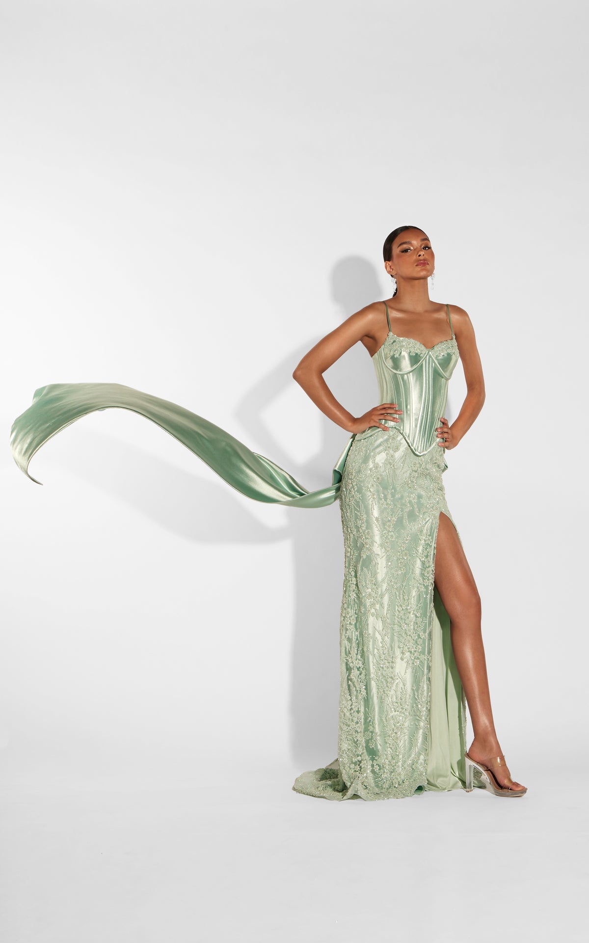 ALYCE Paris 62252 Alyce Long V-neckline Embellished Straight Dress