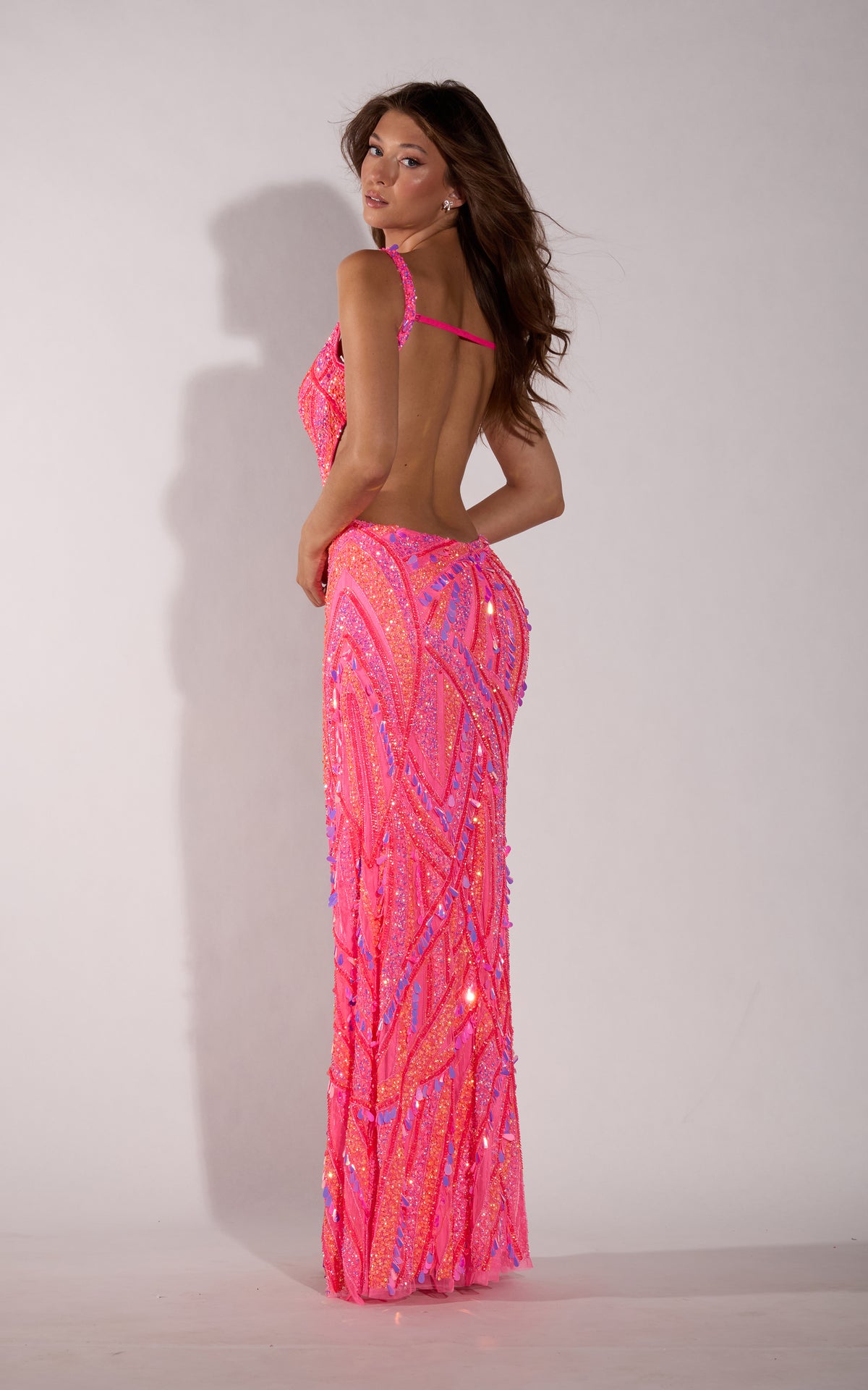 ALYCE Paris 62321 Alyce Long Plunging Neckline Embellished Straight Dress