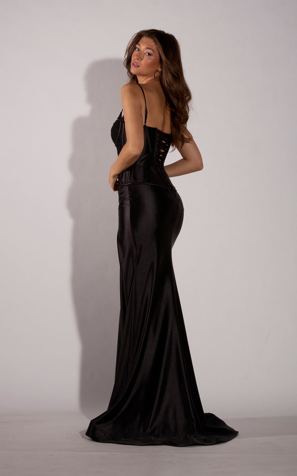 ALYCE Paris 62382 Alyce Long V-neckline Corset Fit N Flare Dress