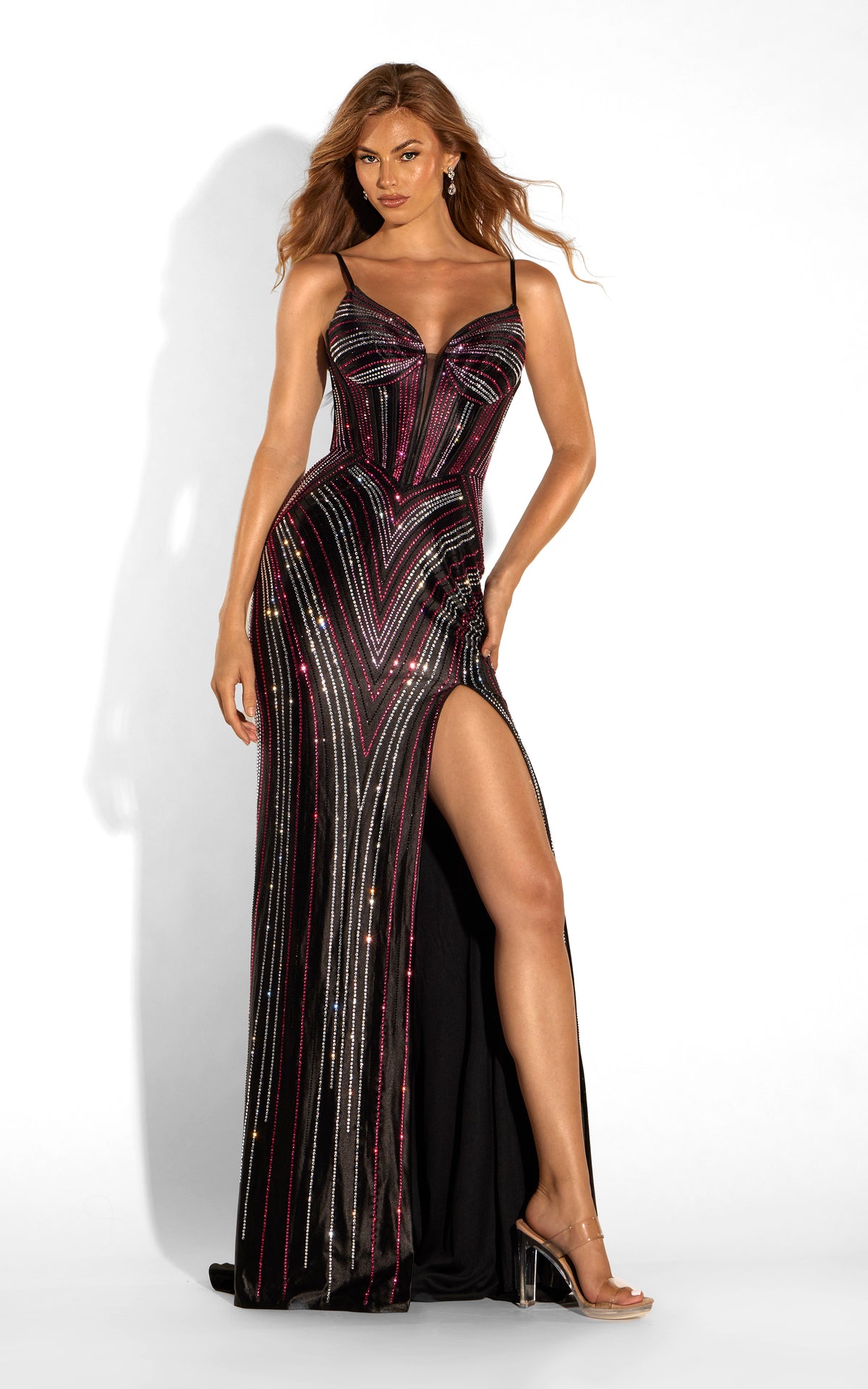 ALYCE Paris 62399 Alyce Long Plunging Neckline Slit Dress