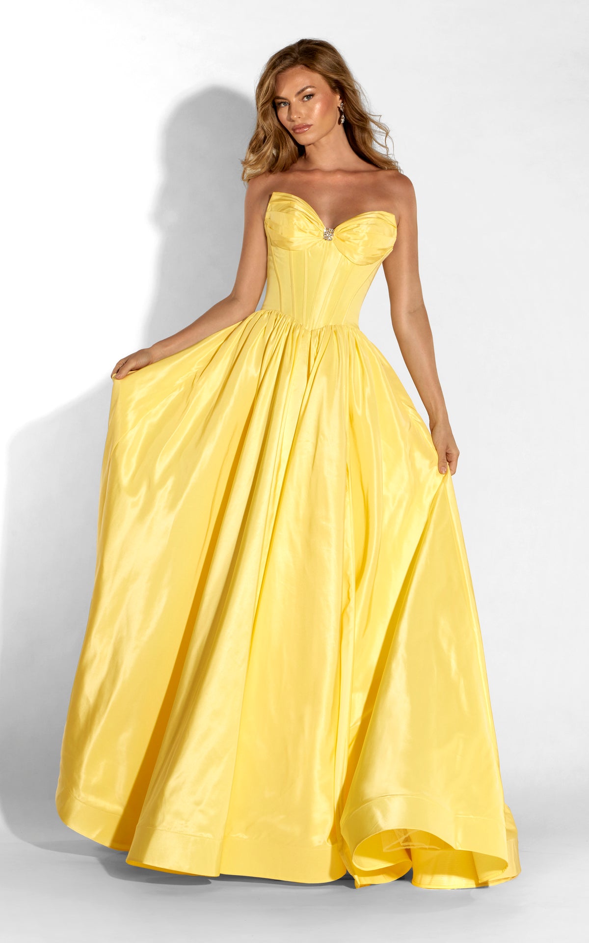 ALYCE Paris 62409 Alyce Long Cat-eye Neckline Ruched/draped A Line Dress