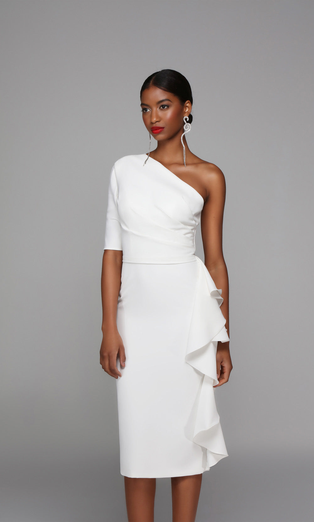 Alyce Paris 70006 Bridal One épaule volant la robe droite