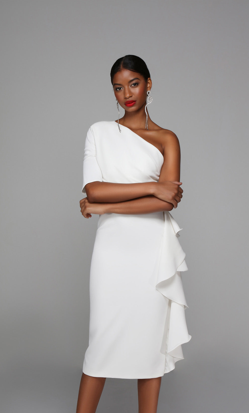 Alyce Paris 70006 Bridal One épaule volant la robe droite