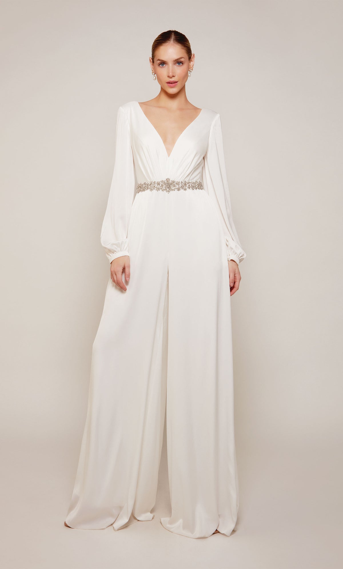 Alyce Paris 70031 Bridal v-Neck 장식 점프 수트 드레스