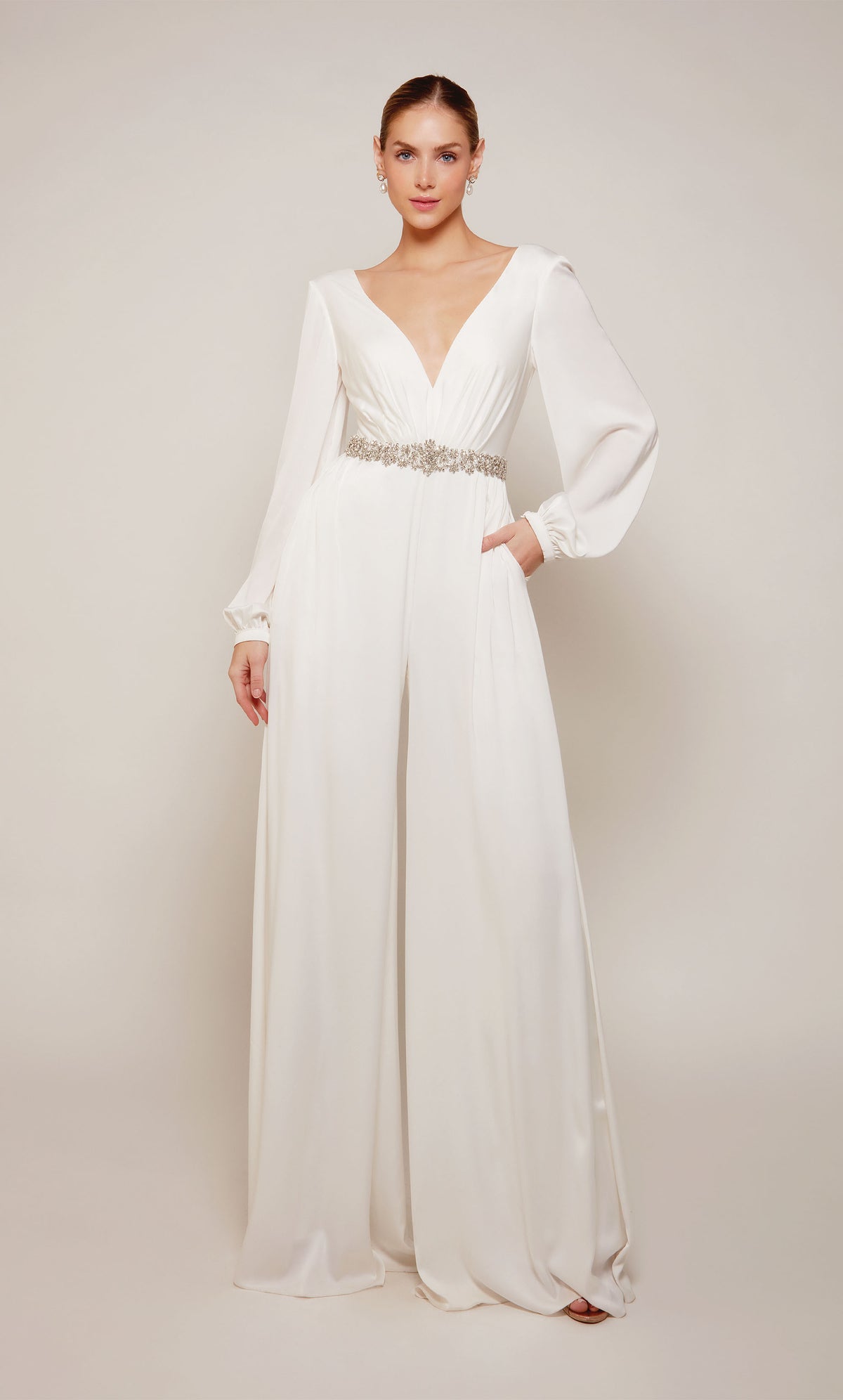 Alyce Paris 70031 Bridal v-Neck 장식 점프 수트 드레스