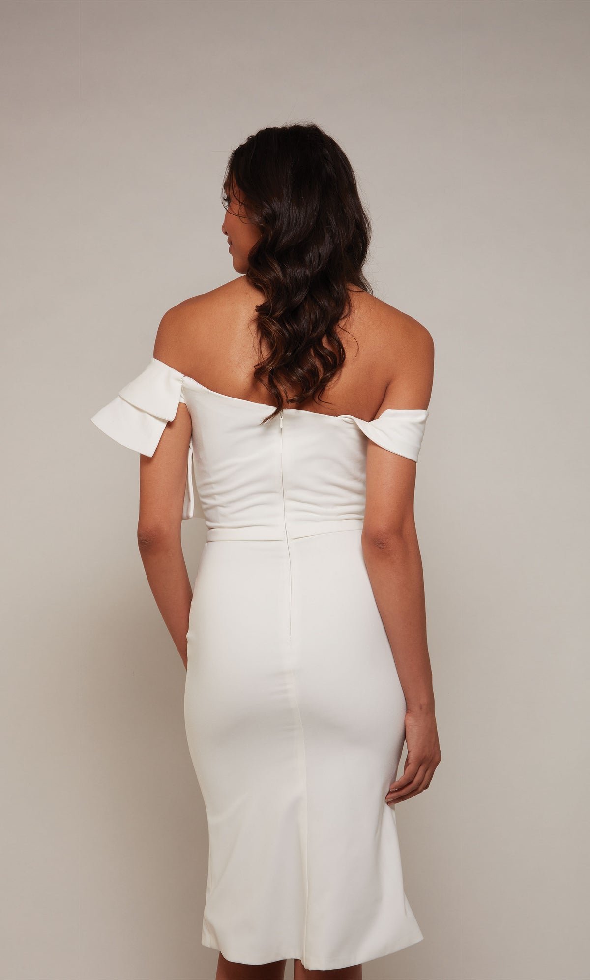 ALYCE Paris 70032 Bridal Off The Shoulder Neckline Ruffles Straight Dress