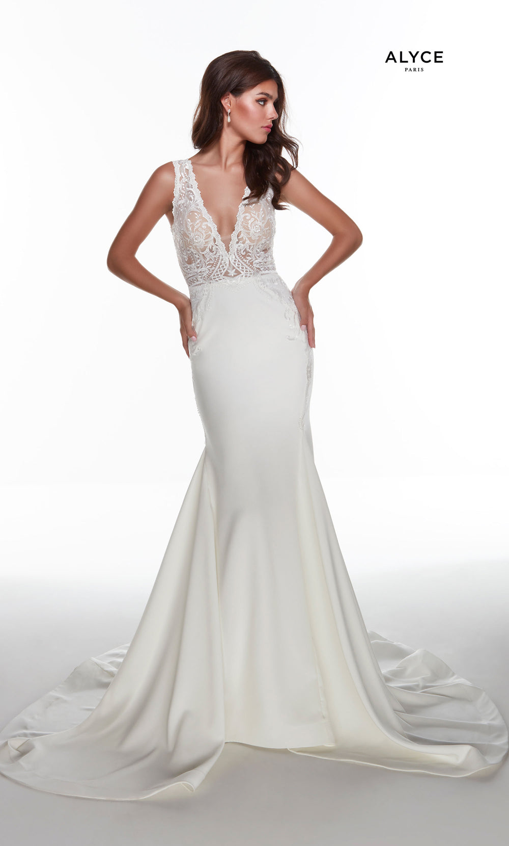 Alyce Paris 7016 Bridal Plunging Sexy Fit N Flare Plare