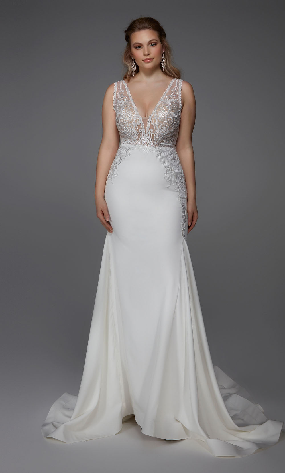 Alyce Paris 7016 Bridal Plunging Sexy Fit N Flare Plare