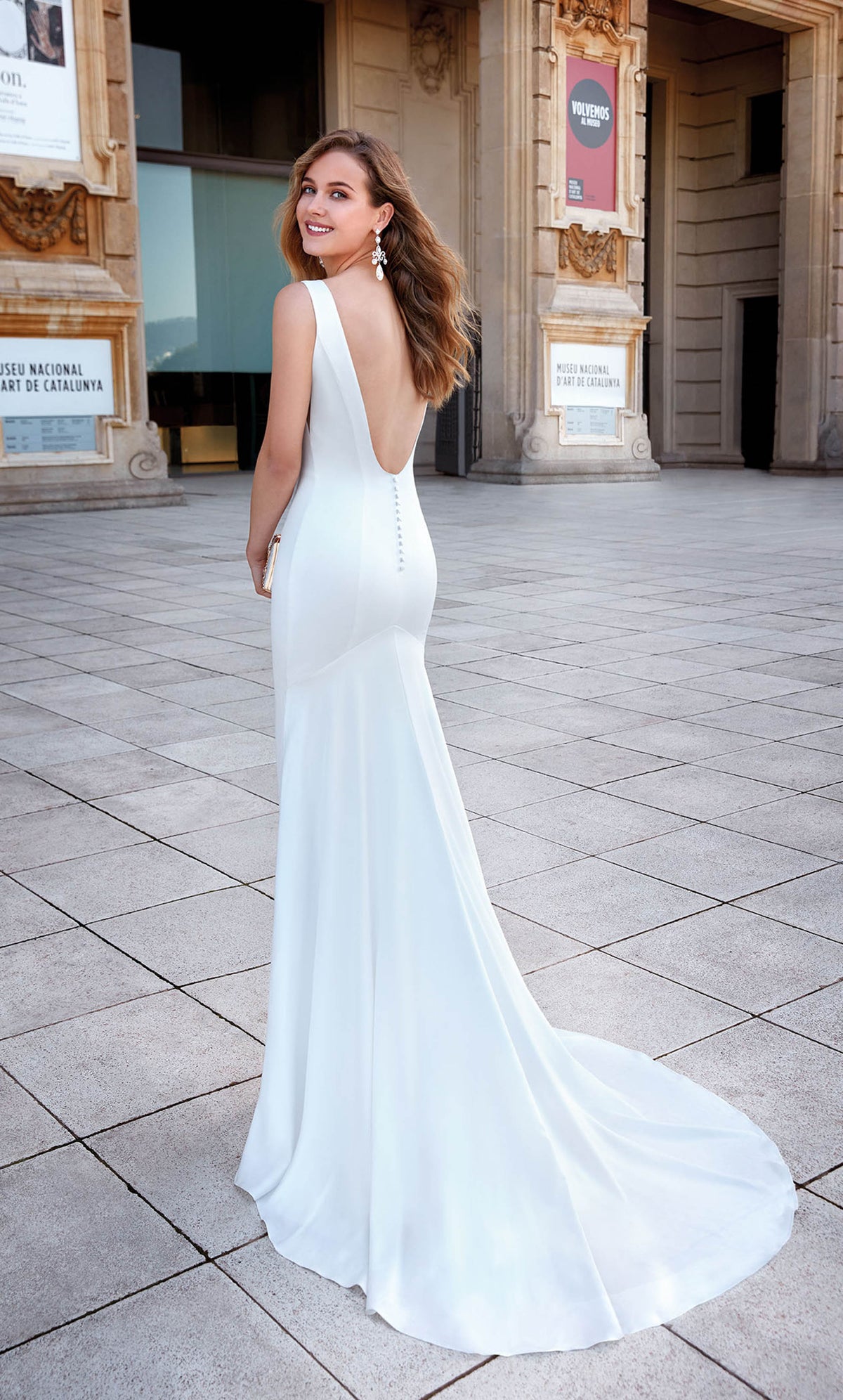 ALYCE Paris 7021 Bridal Plunging Neckline Simple Mermaid Dress