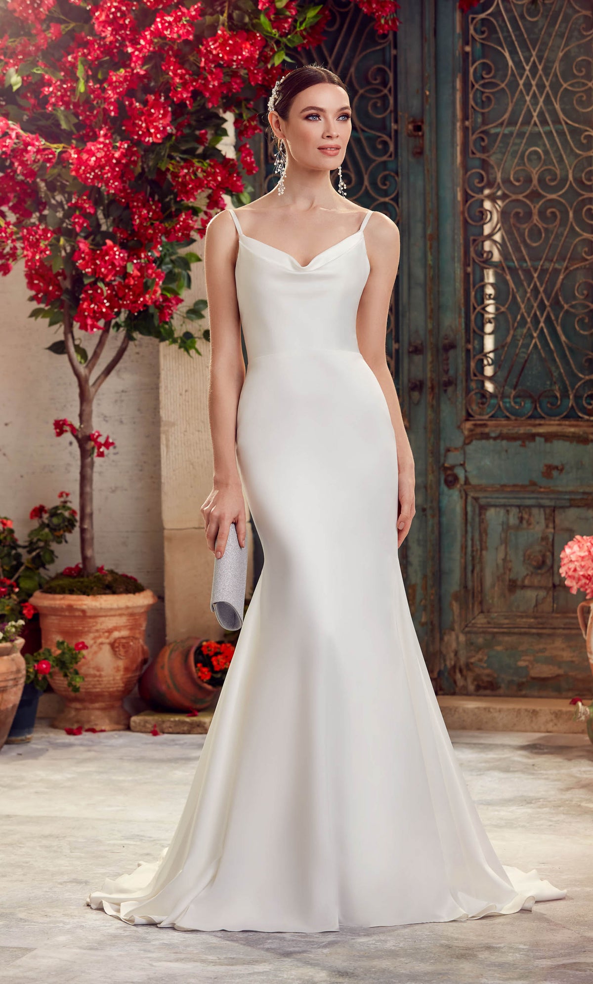 Alyce Paris 7051 Bridal Cowl Train Fit N Flare Dress