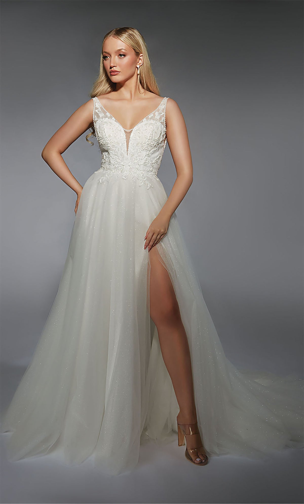 Alyce Paris 7125 신부 v- 넥 Shimmery/Sparkly 라인 드레스