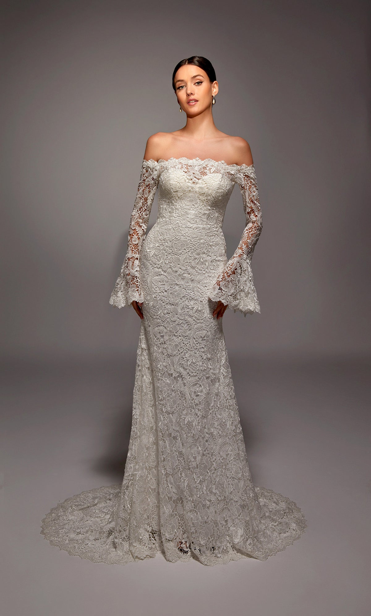 Alyce Paris 7156 Bridal Off the Shoulder Sablowine Elegant Mermaid Vestido