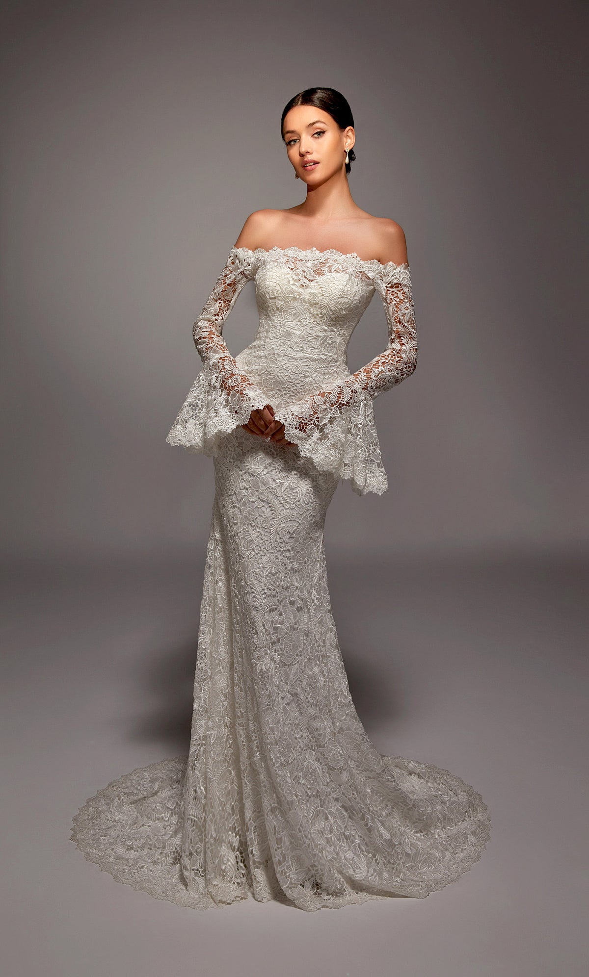 Alyce Paris 7156 Bridal fora do decote do ombro elegante vestido de sereia