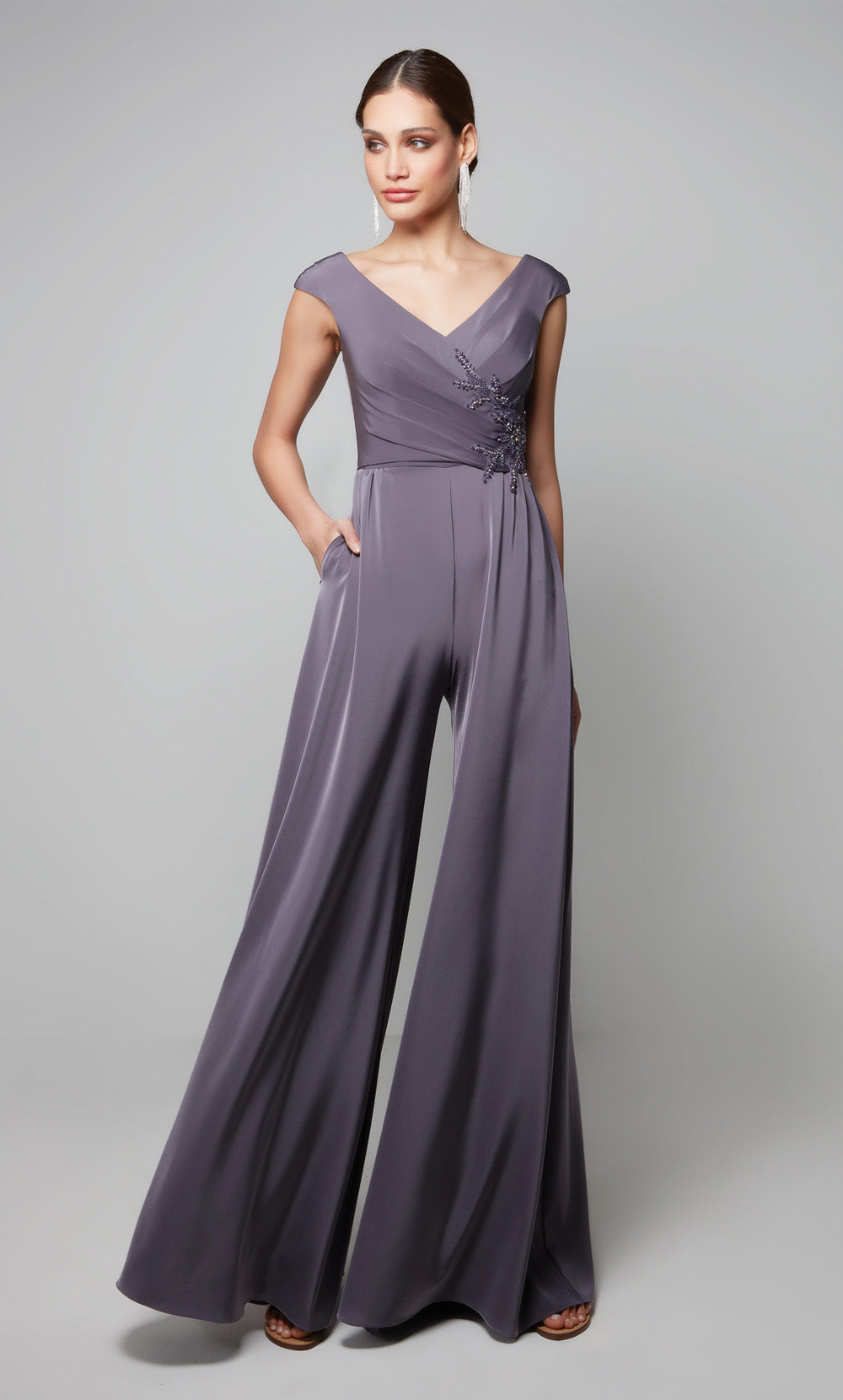 Alyce Paris 27559 특별 행사 V-Neck Chic Jumpsuit Dress