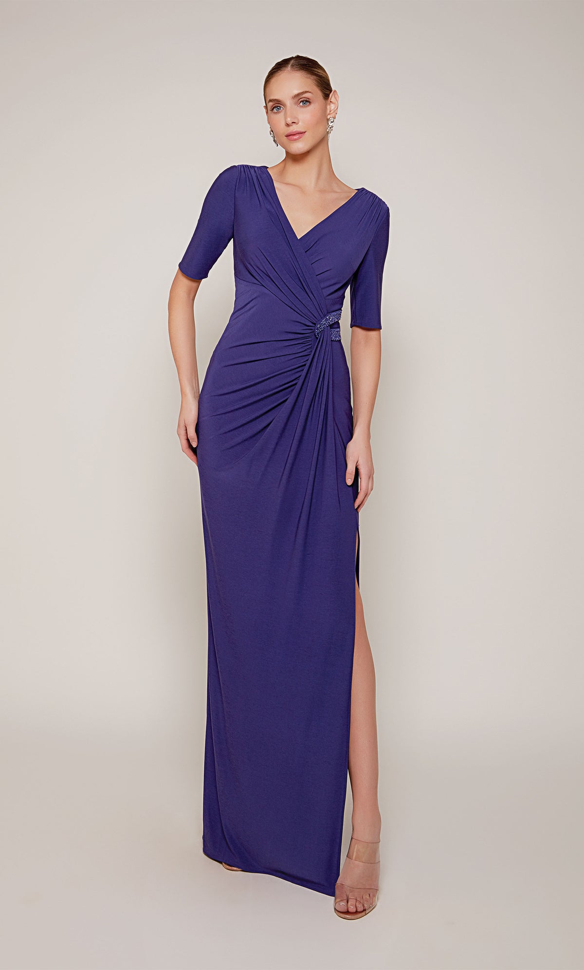 Alyce Paris 27682 Special Resident V-Neck Ruched/Draped Straight Dress