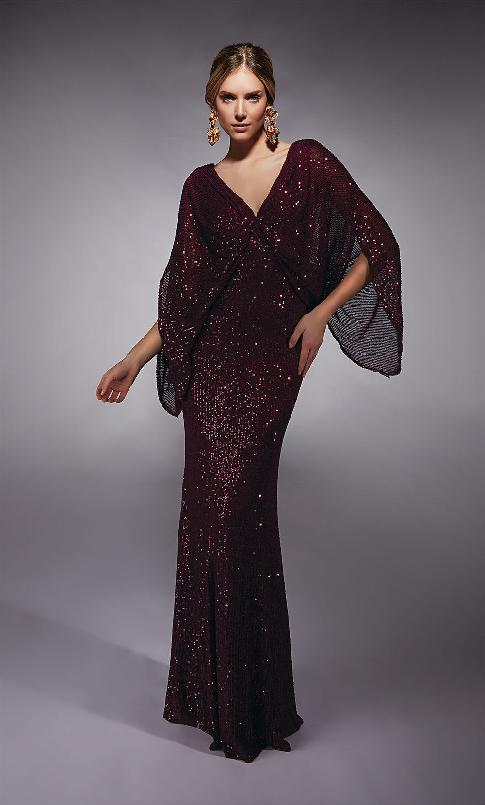 Alyce Paris 27703 Occasion spéciale en V-Neck Skinmery / Sparkly Fit n Flare Robe