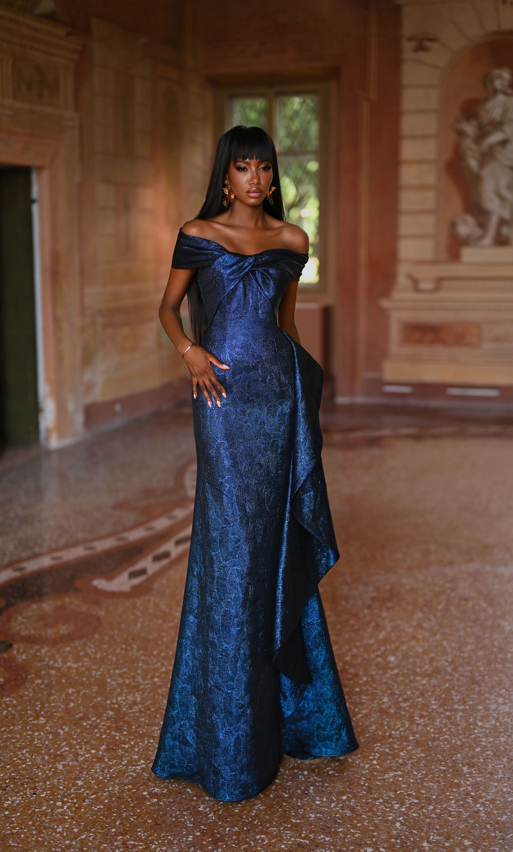 brocade dress Bordeaux Gown Teuta Matoshi This dress is giving all the vintage Vintage Inspired Rococo Pale Blue