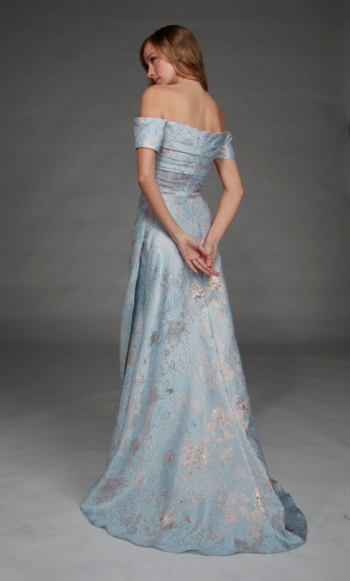 アリス・パリ27828肩のネックラインからの特別な機会が破裂/ドレープされたラインドレス