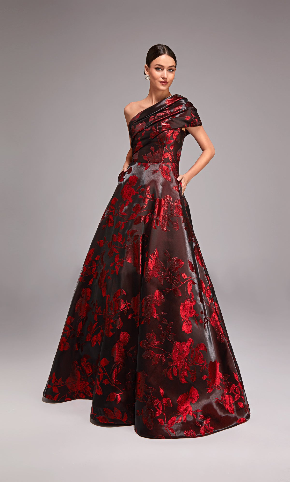 Alyce Paris 27858 ocasião especial um decote de ombro ruched/drapeado um vestido de linha
