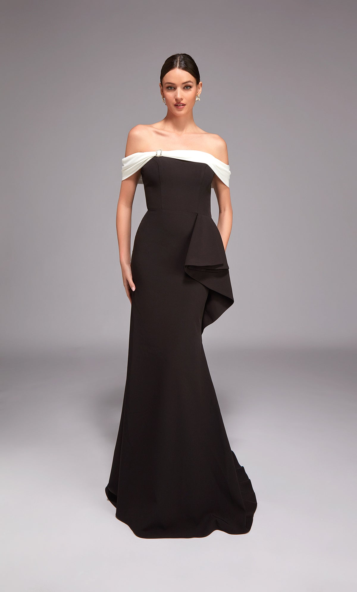 ALYCE Paris 27877 Special Occasion Off The Shoulder Neckline Ruched/draped Fit N Flare Dress